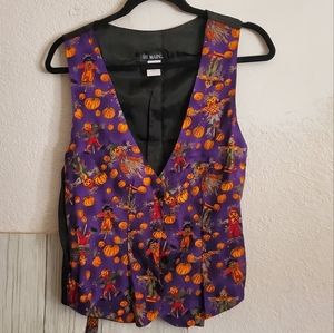 111 Main Halloween Vest Purple and Pumpkins